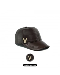 İsme Özel Kep Şapka - %100 Deri - AB01012 - Kahverengi