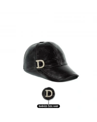 İsme Özel Kep Şapka - %100 Deri - AB01012 - Koyu Kahverengi