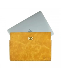 İsme Özel Macbook Kılıfı - %100 Rainbow Deri - ET02002 - Hardal Sarısı