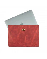 İsme Özel Macbook Kılıfı - %100 Rainbow Deri - ET02002 - Kırmızı