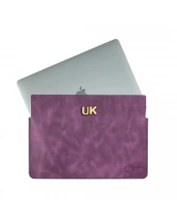İsme Özel Macbook Kılıfı - %100 Rainbow Deri - ET02002 - Mor