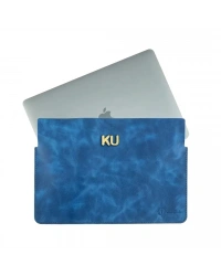 İsme Özel Macbook Kılıfı - %100 Rainbow Deri - ET02002 - Saks Mavisi