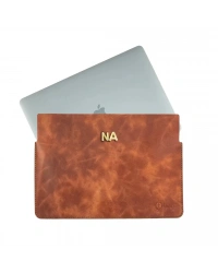 İsme Özel Macbook Kılıfı - %100 Rainbow Deri - ET02002 - Tobacco
