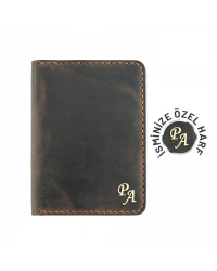 İsme Özel Pasaport Kılıfı - %100 Crazy Deri - AK02002 - Kahverengi