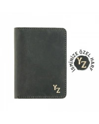 İsme Özel Pasaport Kılıfı - %100 Rainbow Deri - AK02003 - Antrasit