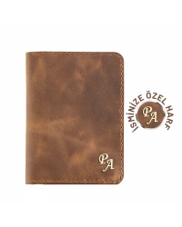İsme Özel Pasaport Kılıfı - %100 Rainbow Deri - AK02003 - Kahverengi