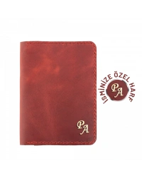 İsme Özel Pasaport Kılıfı - %100 Rainbow Deri - AK02003 - Kırmızı