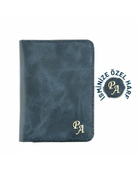 İsme Özel Pasaport Kılıfı - %100 Rainbow Deri - AK02003 - Lacivert