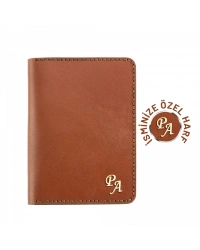 İsme Özel Pasaport Kılıfı - %100 Tiesto Deri - AK02001 - Tobacco