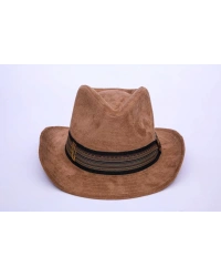 İsme Özel Süet Kovboy Fötr Şapka - AB01007 - Açık Kahverengi
