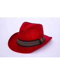 İsme Özel Süet Kovboy Fötr Şapka - AB01007 - Bordo