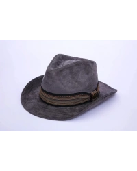 İsme Özel Süet Kovboy Fötr Şapka - AB01007 - Gri
