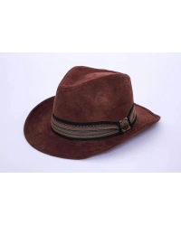 İsme Özel Süet Kovboy Fötr Şapka - AB01007 - Koyu Kahverengi