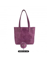 İsme Özel Tote Bag El Omuz Çantası - %100 Rainbow Deri - AC03003 - Mor