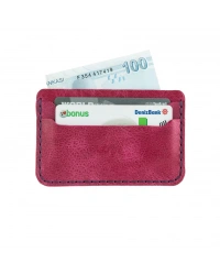 İsme Özel Yatay Kartlık - %100 Rainbow Deri - A011001 - Fuşya