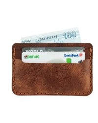 İsme Özel Yatay Kartlık - %100 Rainbow Deri - A011001 - Kahverengi