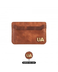 İsme Özel Yatay Kartlık - %100 Rainbow Deri - A011001 - Tobacco