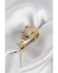 Jaguar Model Gold Renk Zirkon Taşlı Kadın Yüzük