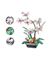 JK29012 JAKİ BEYAZ ORKİDE SAKSIDA 581 PARÇA BLOCK OYUNCAK