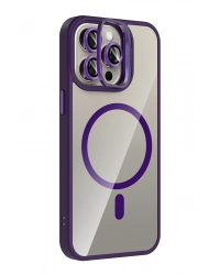 Joko Apple iPhone 14 Pro Max Remim Lensli Magsafe Standlı Kapak - Derin Mor