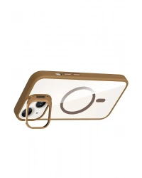 Joko Apple iPhone 14 Remim Lensli Magsafe Standlı Kapak - Kahverengi