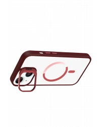 Joko Apple iPhone 15 Plus Remim Lensli Magsafe Standlı Kapak - Bordo