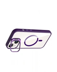 Joko Apple iPhone 15 Plus Remim Lensli Magsafe Standlı Kapak - Derin Mor