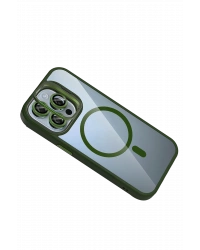 Joko Apple iPhone 15 Pro Max Remim Lensli Magsafe Standlı Kapak - Koyu Yeşil