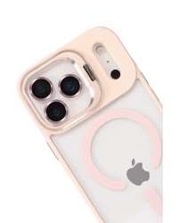 Joko Apple iPhone 17 Pro Remim Lensli Magsafe Standlı Kapak - Pembe