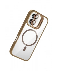 Joko Apple iPhone 17 Remim Lensli Magsafe Standlı Kapak - Kahverengi