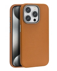 Joko iPhone 15 Pro Kılıf Wonder Deri Magsafe Kapak - Kahverengi
