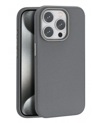 Joko iPhone 15 Pro Kılıf Wonder Deri Magsafe Kapak - Titan Gri