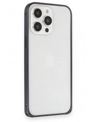 Joko iPhone 15 Pro Max Kılıf Metal Bumper Magneticsafe Kapak - Lacivert