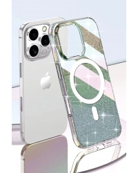 Joko iPhone 15 Pro Max Rasasi Simli Magsafe Kapak - Şeffaf