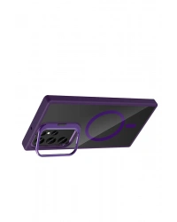 Joko Samsung Galaxy S23 Ultra Remim Lensli Magsafe Standlı Kapak - Derin Mor