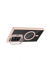 Joko Samsung Galaxy S23 Ultra Remim Lensli Magsafe Standlı Kapak - Pembe