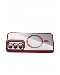 Joko Samsung Galaxy S25 Remim Lensli Magsafe Standlı Kapak - Bordo