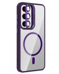 Joko Samsung Galaxy S25 Remim Lensli Magsafe Standlı Kapak - Derin Mor