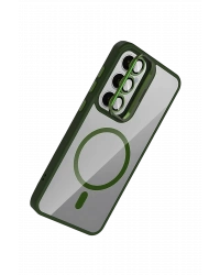 Joko Samsung Galaxy S25 Remim Lensli Magsafe Standlı Kapak - Koyu Yeşil