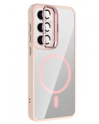 Joko Samsung Galaxy S25 Remim Lensli Magsafe Standlı Kapak - Pembe