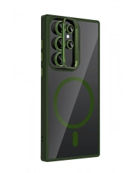 Joko Samsung Galaxy S25 Ultra Remim Lensli Magsafe Standlı Kapak - Koyu Yeşil