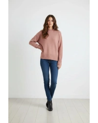 Kadın Pudra Oversize Triko Kazak