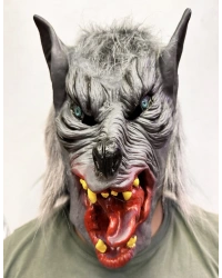 Kafaya Tam Geçmeli Lateks Dil Çıkaran Mavi Gözlü Kurt Maskesi NessiWorld