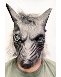 Kafaya Tam Geçmeli Lateks Mavi Gözlü Dişli Ağzı Açık Kurt Maskesi NessiWorld