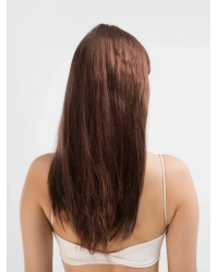 Kahve Renk Uzun Düz Parti Peruğu - Uzun Kahverengi Peruk