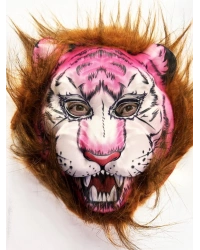 Kahverengi Saçlı Pembe Yüz Kurt Maske Kaplan Maske Mega Peluş 26 No