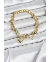 Kalp Detaylı Gold Renk Pirinç Kadın Bileklik