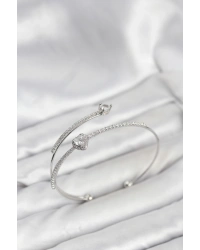 Kalp Model Pirinç Gümüş Renk Kadın Bileklik