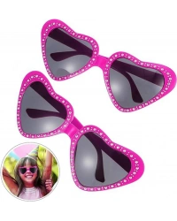 Kalp Şekilli Taşlı Parti Gözlüğü Pembe Renk 6x16cm