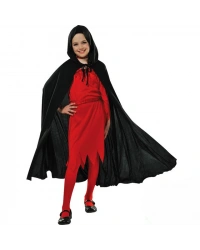 Kapşonlu Siyah Pelerin - Şapkalı Pelerin 90 cm